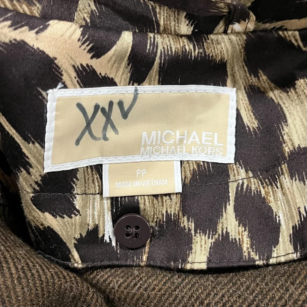 Michael Kors Trench Coat Womens PP Multi Leopard Cotton Belted Double Breasted